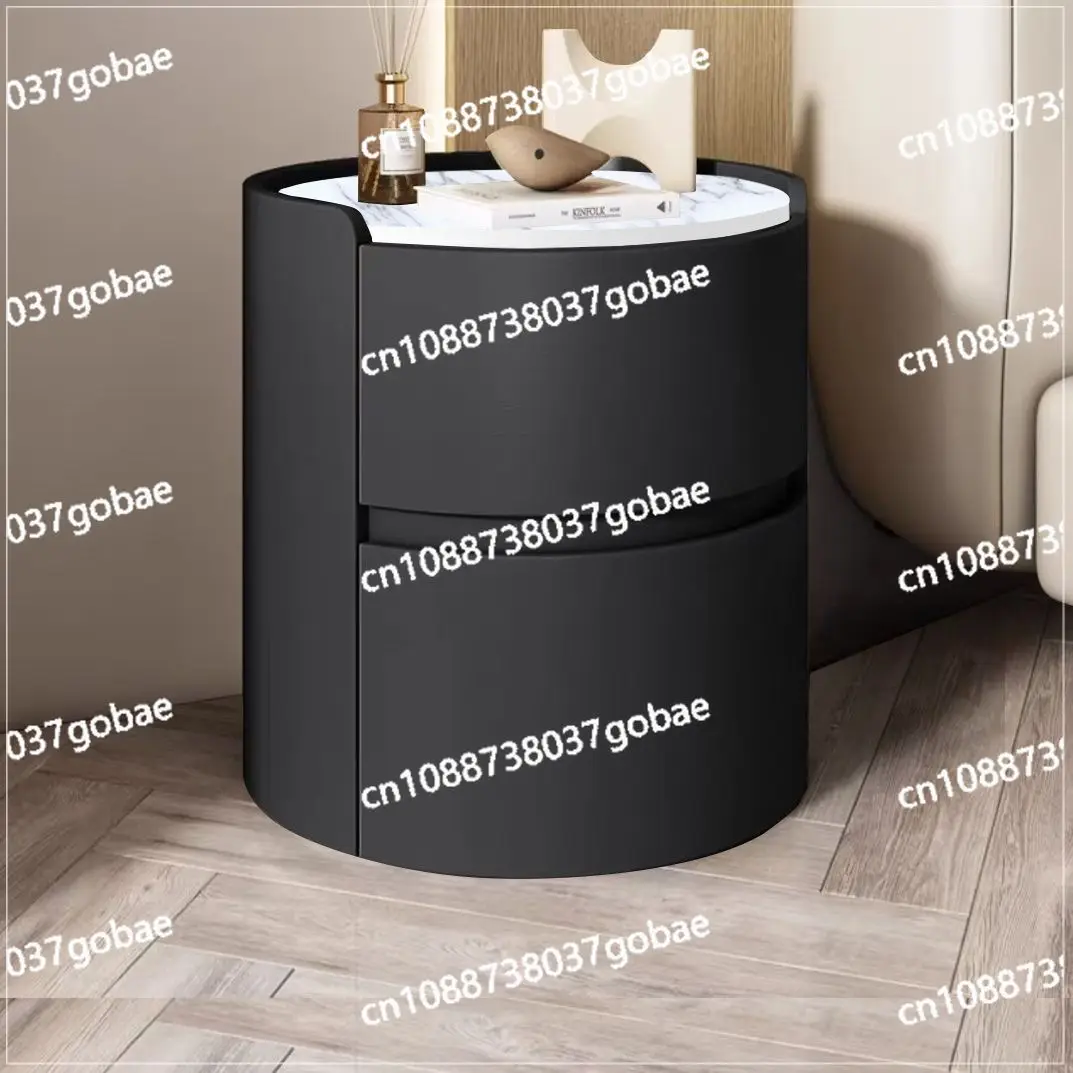Round bedside table 2025 cream style apartment light luxury high-end