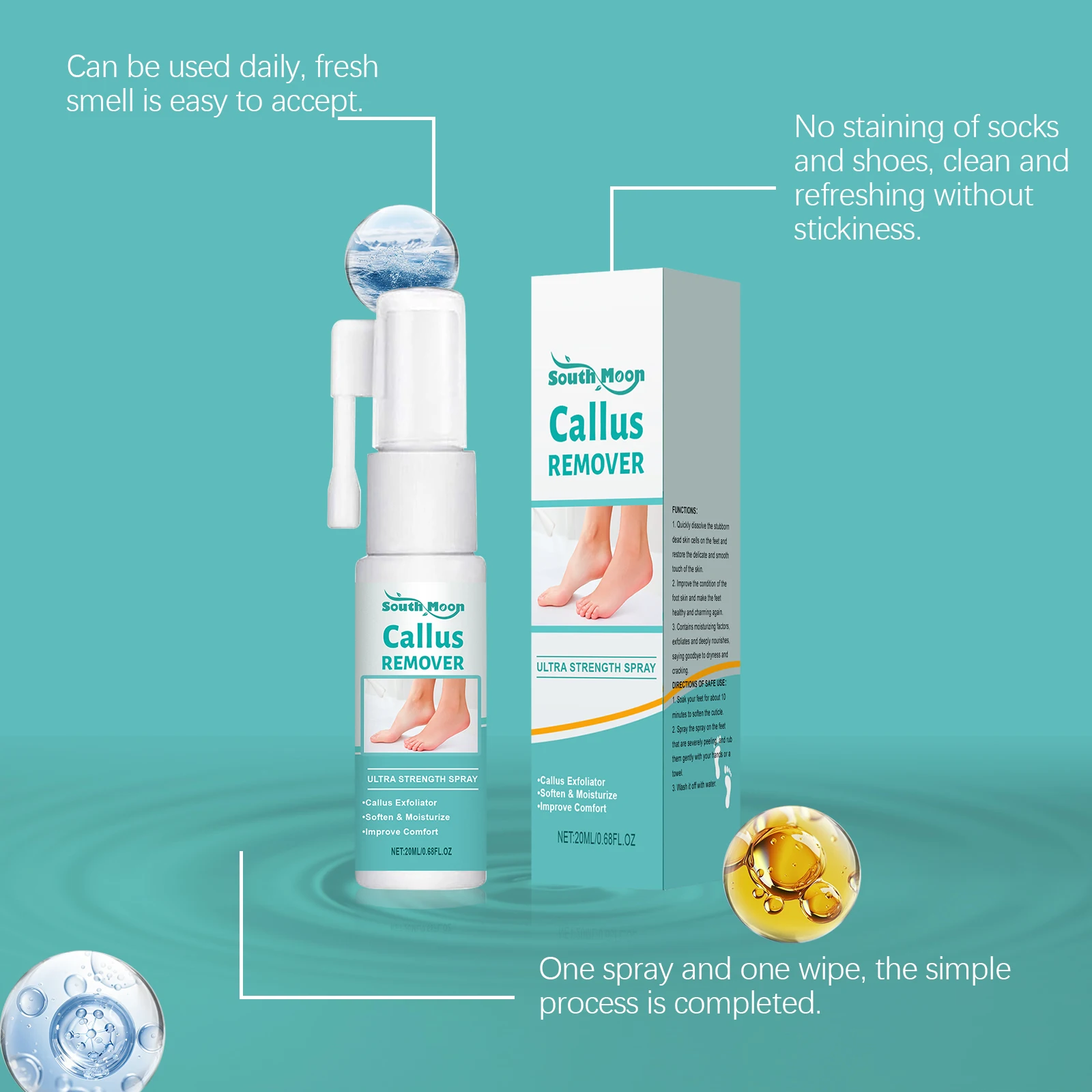Foot Peeling Spray Instantly Remove Dead Skin Calluses Moisturizing Nourish Dry Cracked Rough Heels Exfoliating Foot Serum 20ml view 4