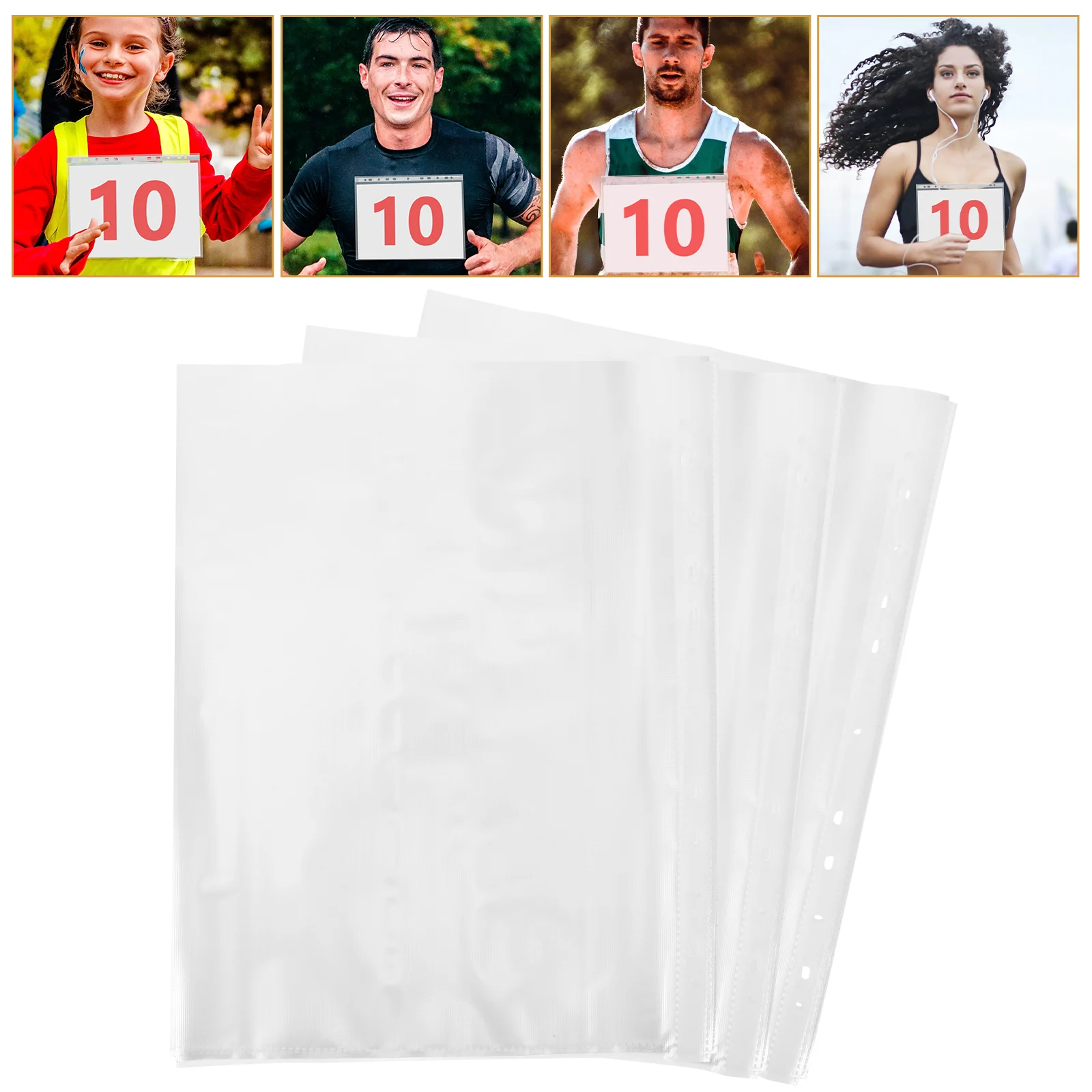 100Pcs Number Bib Holder Clear Running Bib Storage with Hole Design for Race Protection and Portable Display Use
