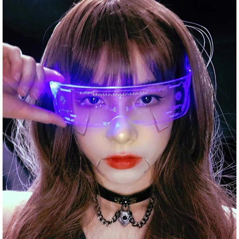 

LED Luminous Sunglasses Vintage Punk Goggles Men Women Fashion Party Christmas Colorful Light Up Glasses Shades UV400