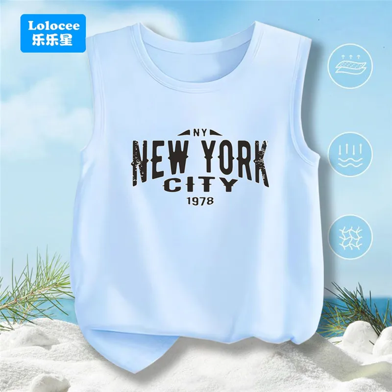 Kids New York City Letter Print Cotton Tank Top Boy' Summer Underwear Children Vest Sports Tees Sleeveless T-Shirt ZMNY2