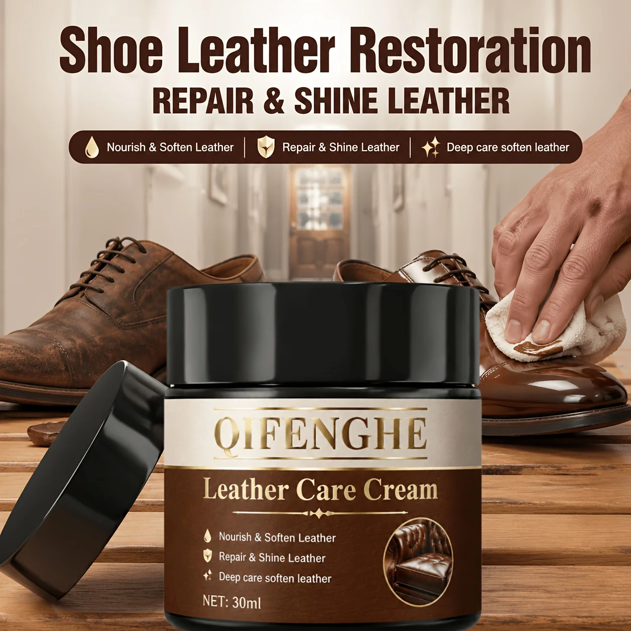 All-Purpose Leather Care Balm, Soften, Restore & Add Water-Resistant Shine