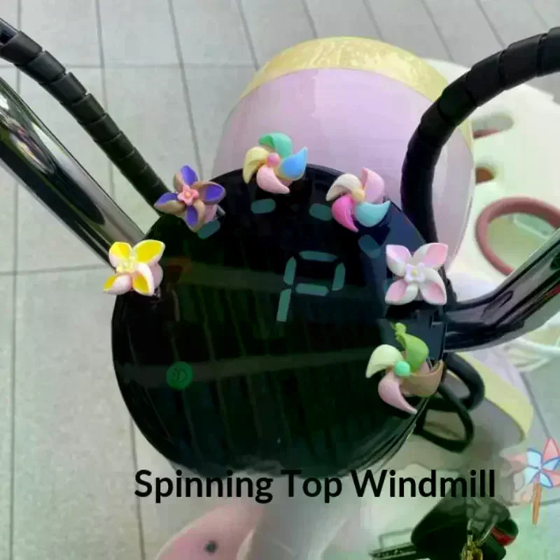 Random Color Mini Funny Colorful Spinning Windmills For Car Interior And Exterior, Bicycle And Motorcycle Rearview Mirror 6Pcs