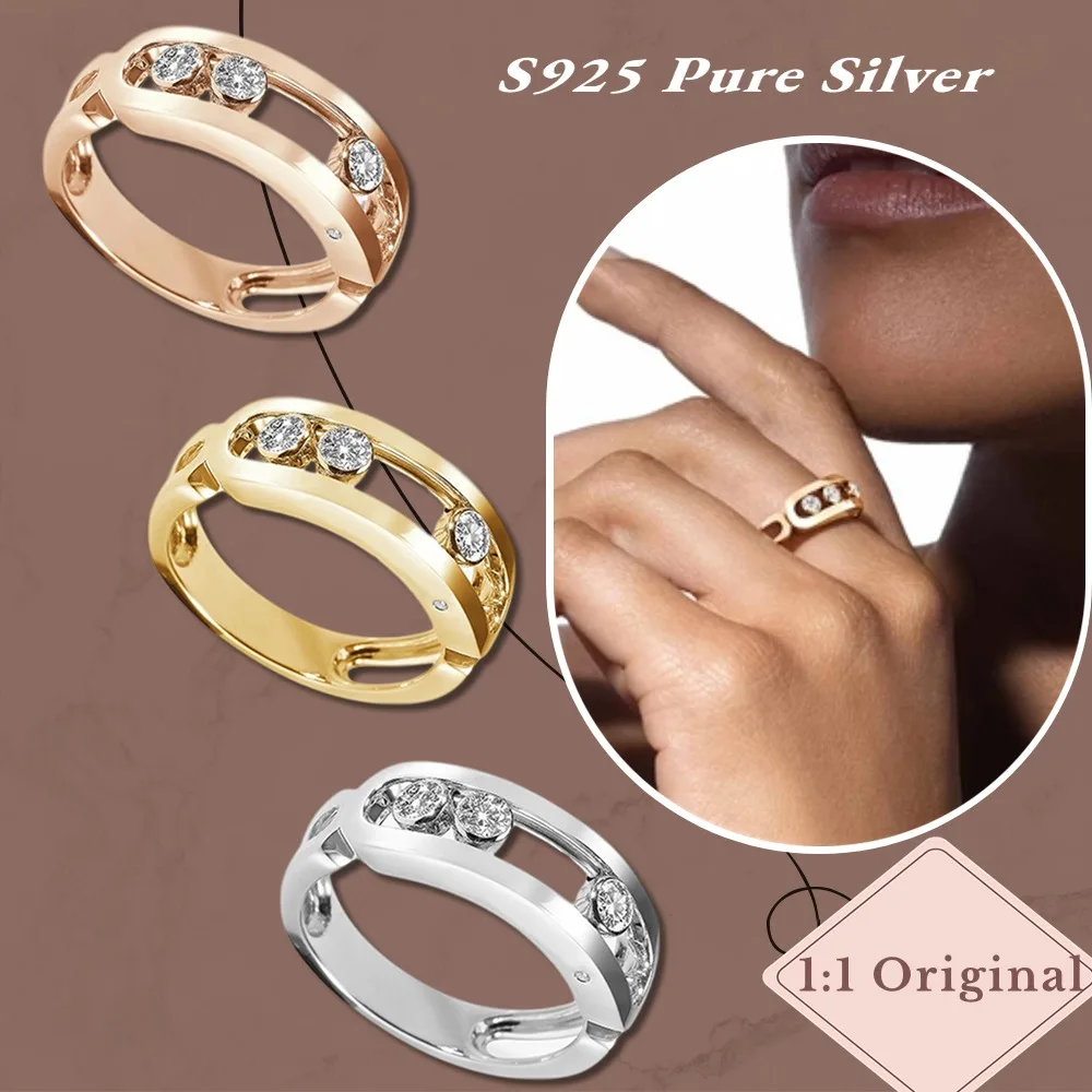 Gleaming original MOVE UNO GOLD LM Ring Sterling Silver 925 Ring Luxury woman Jewelry Accessories