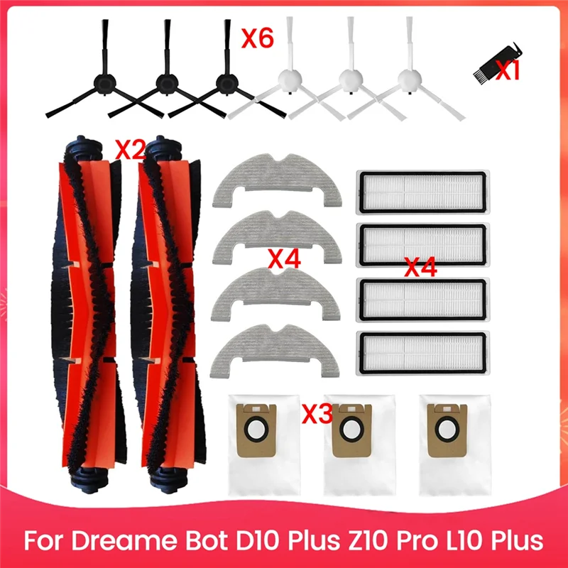 AA01-Accessory Set Replacement Parts For Dreame Bot D10 Plus Z10 Pro L10 Plus Main Side Brush Hepa Filter Mop Cloth