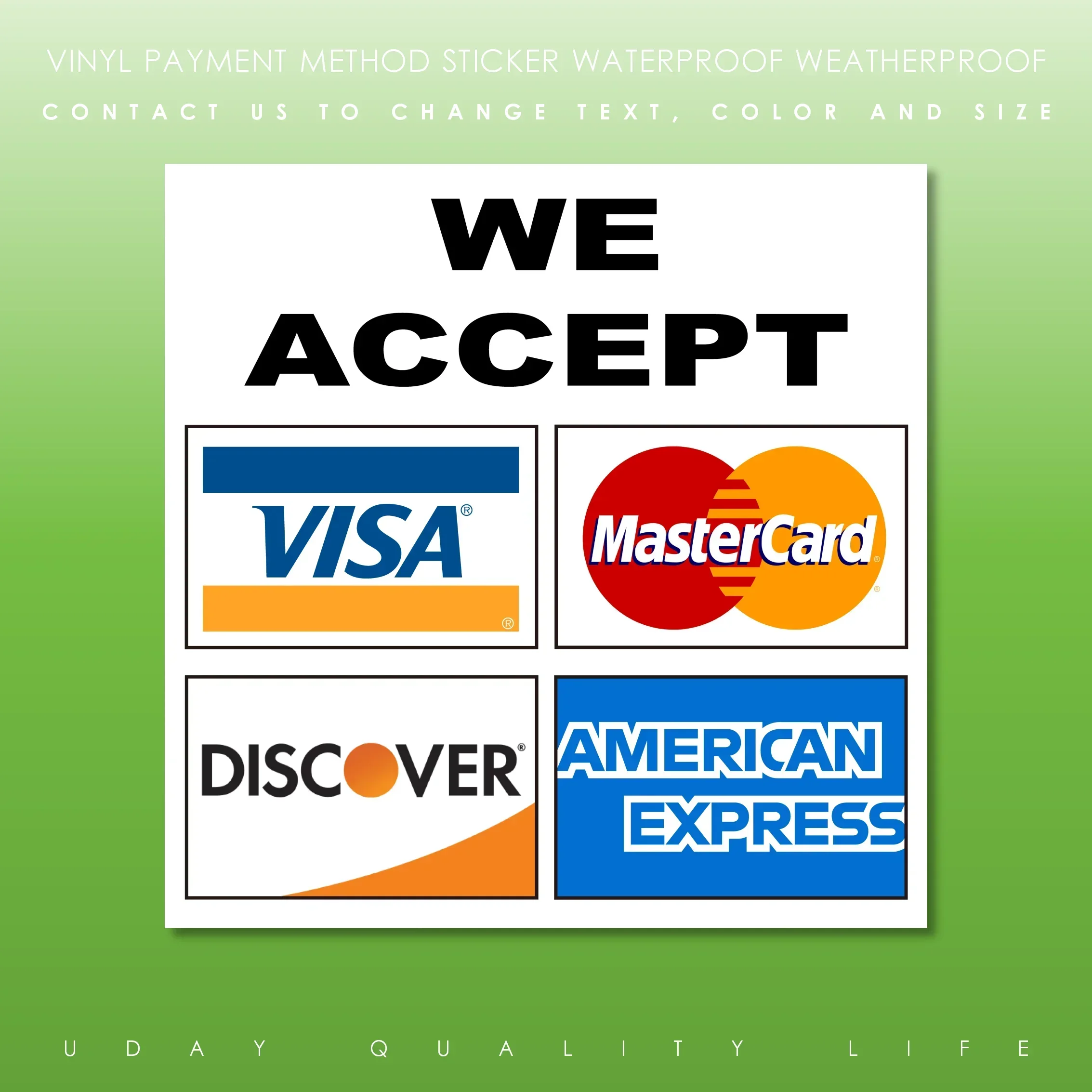 Aceptamos WE Accept Credit Cards Sign Payment Method Sticker for Texi Truck Business Store Shop Window Decal Personalization