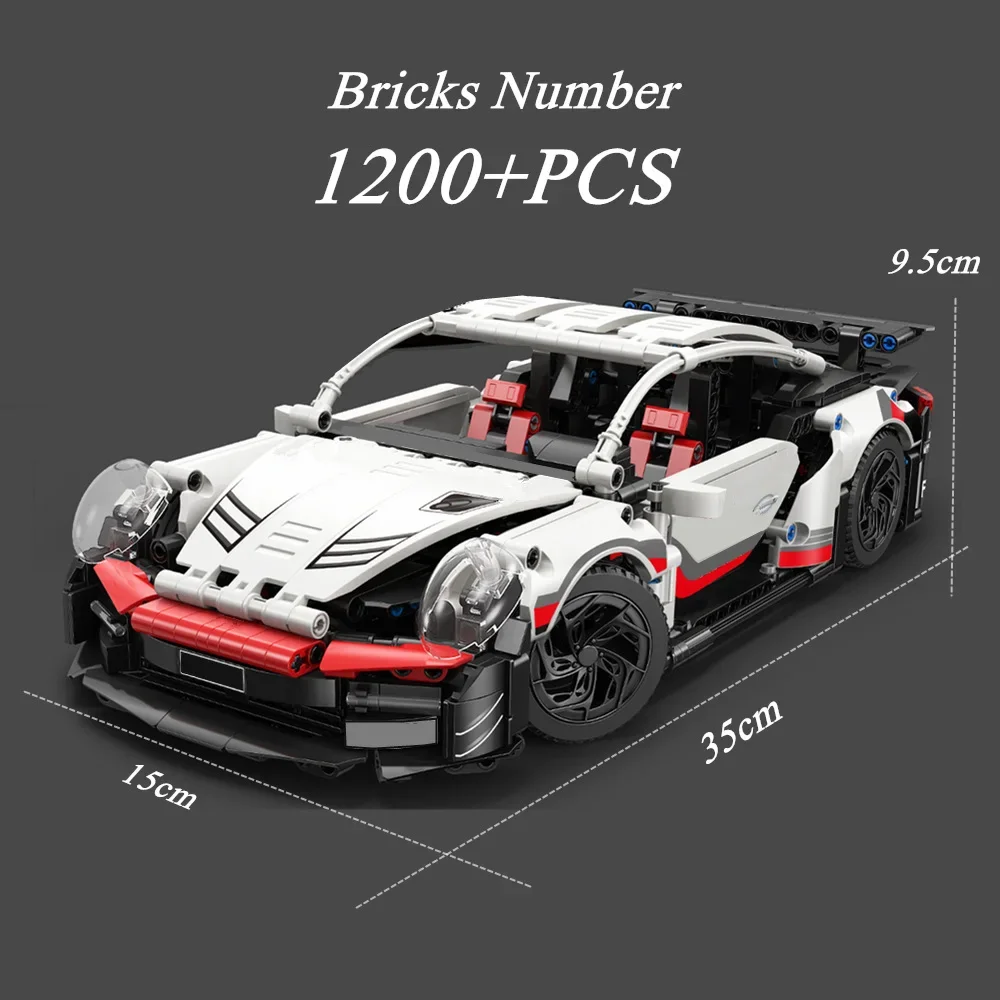 Technical Blocks White RS Sports Car Classic Champions Racing Vehicle Model Building Block Bricks Toys DIY Gifts