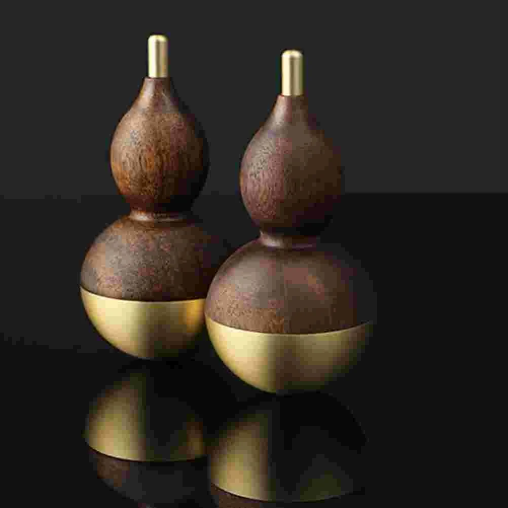 

2 PCS Gourd Decorative Ornaments Chic Small Decorate Home Brass Office Craft Delicate Crafts Child Nutcracker