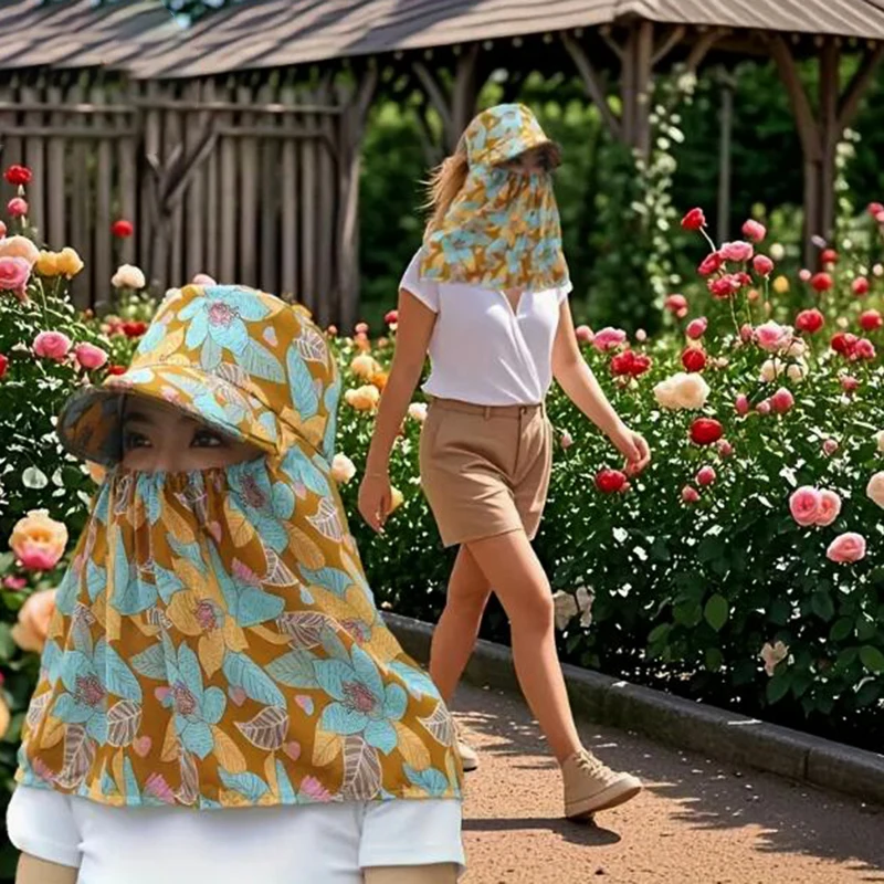 

Summer Sun Hat Face And Neck UV Protection Protective Cover Ear Flap Women Hats Outdoor Fishing Hunting Hiking Leisure Hat