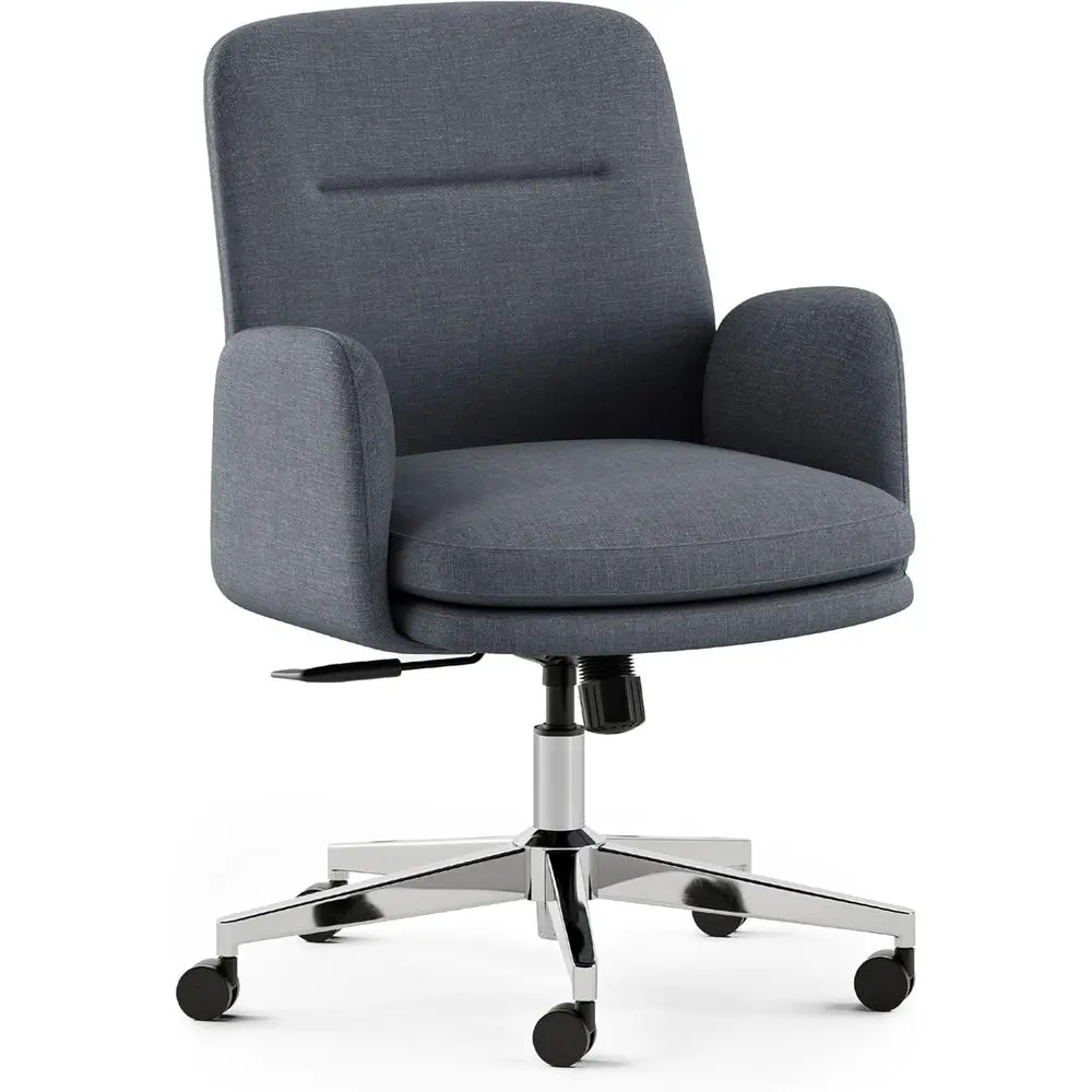 

Mid-Century Office Chair with Removable Arms, Cloud Comfort, Adjustable Height, and Lumbar Support in Overcast Fabric
