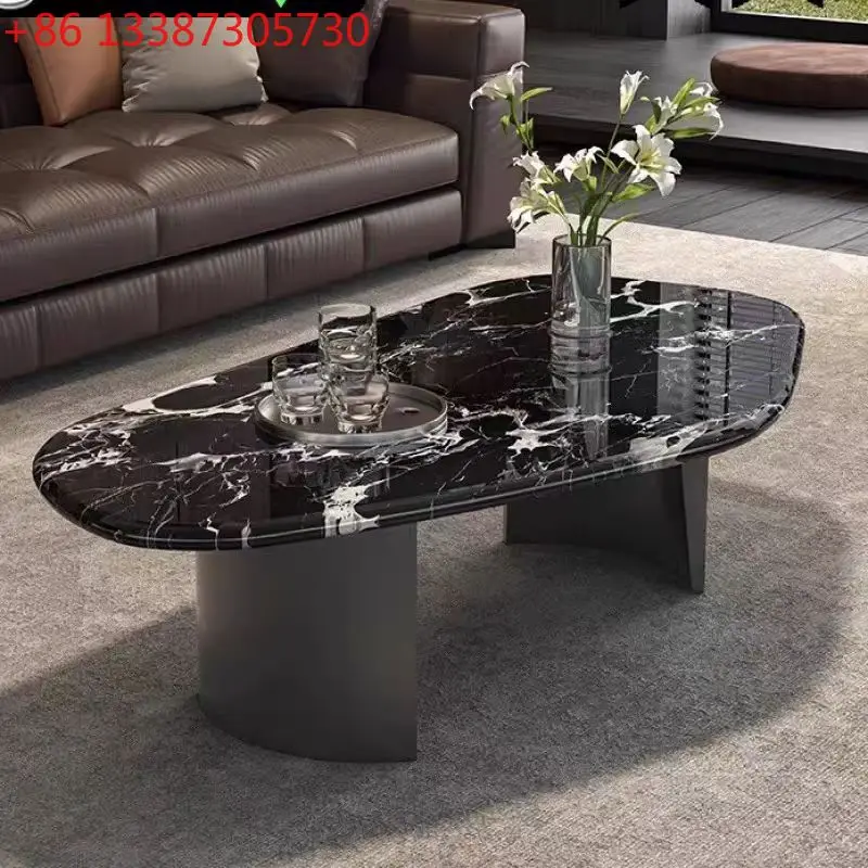 

Журнальный столик из натурального мрамора, итальянский минималистичный столик в стиле черной розы, черный цвет.