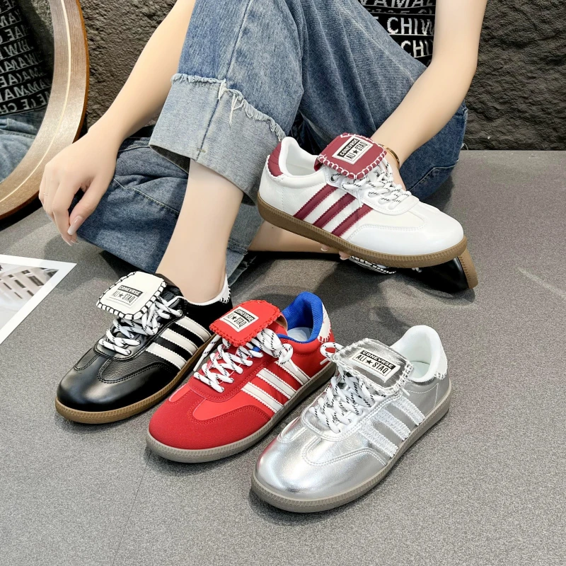 Spring and Autumn Luxury Womens Lace-up Color-Blocked Flat Casual Shoes PU Upper The Brand Designer Vulcanized Shoes for Women