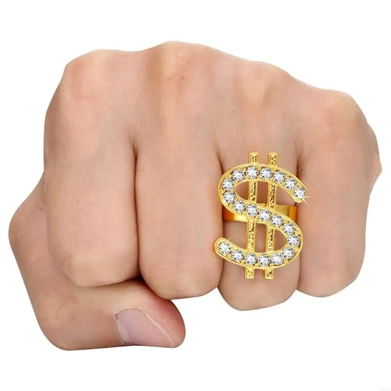 Hip Hop Kostüm 80er 90er Cosplay -Outfit Juwely Cool Rapper Accessoires für Frauen Männer Goldkette Sonnenbrillen Ringe
