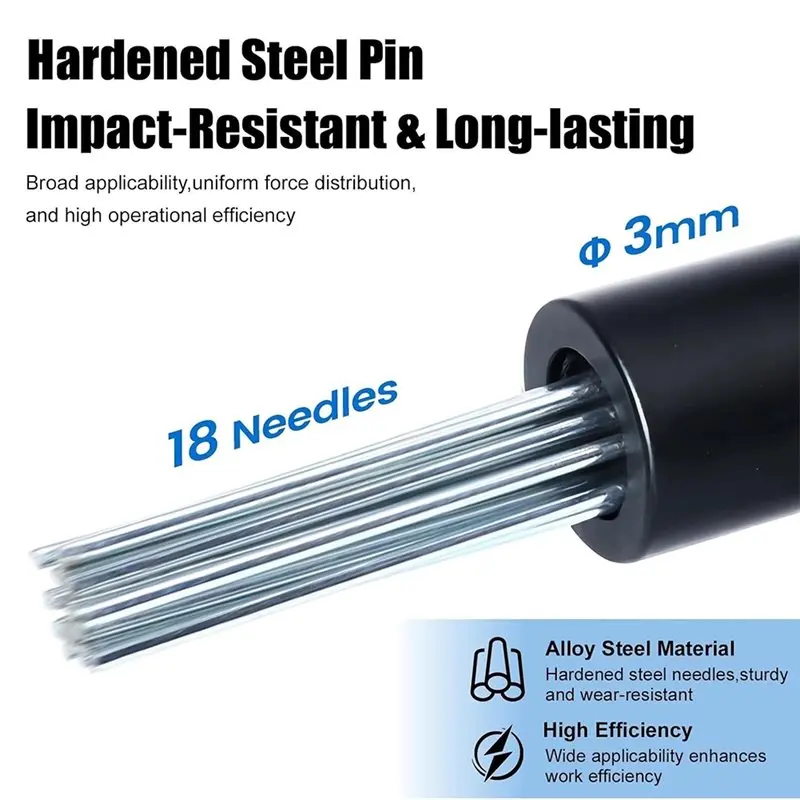 HLZS-Anti-Slip Air Needle Scaler Attachment,With 18Pcs Hardened Steel Needles, SDS Shank Air Hammer Adapter For Rust Removal Wel