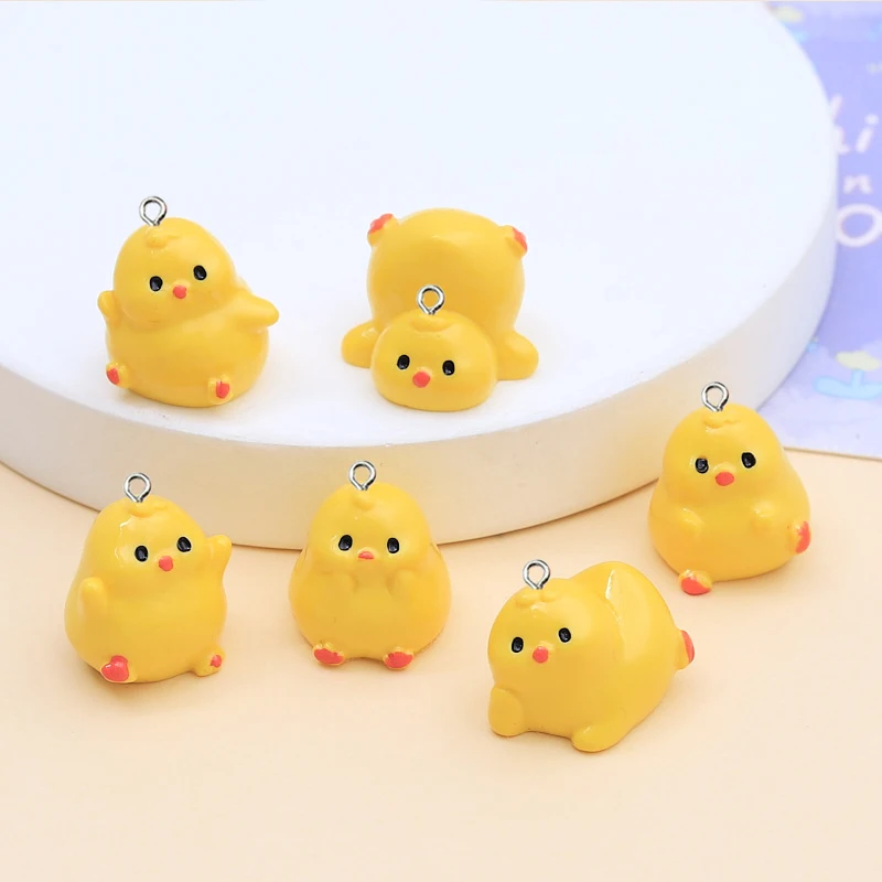 10Pcs 3D Cartoon Yellow Chick Resin Charms Kawaii  Animals Pendants for Earrings Necklace Keychains DIY Jewelry Make Accessories