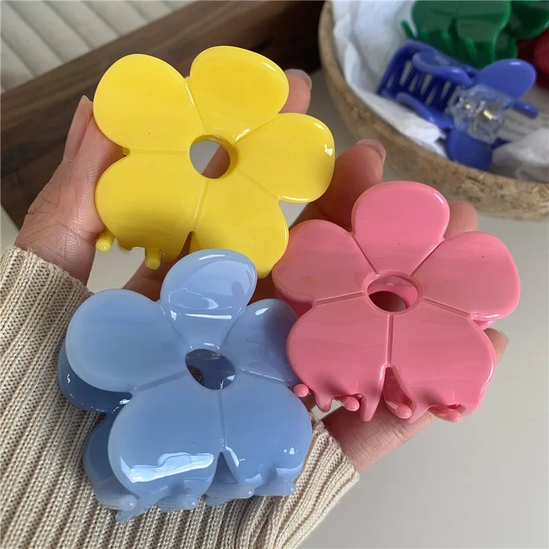 New Acetate Flower Hair Claw Clip Floral Medium Size Geometric Shark Clip Clamp Grab Ins Women Korean Hair Accessories Hairpin