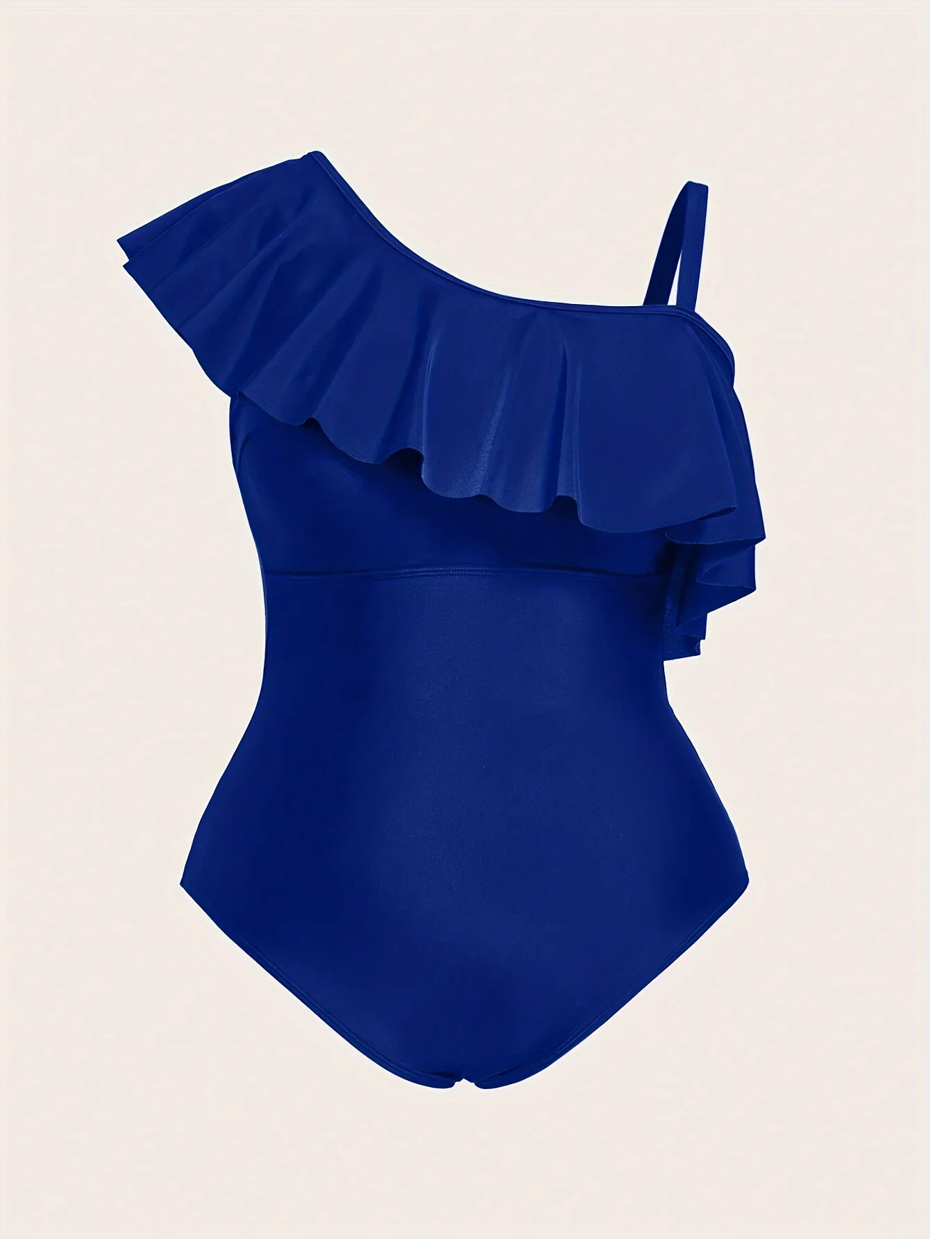 2026年新作エレベイトネイビーセット - ワンショルダーラッフル水着、ブルーゼブラ柄カバーアップスカート、洗練された水着＆カバーアップ