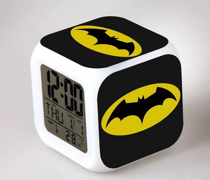 DC Anime Figure Batman Colorful Color Changing Electronic Alarm Clock Home Decoration Children Student Supplies Birthday Gifts