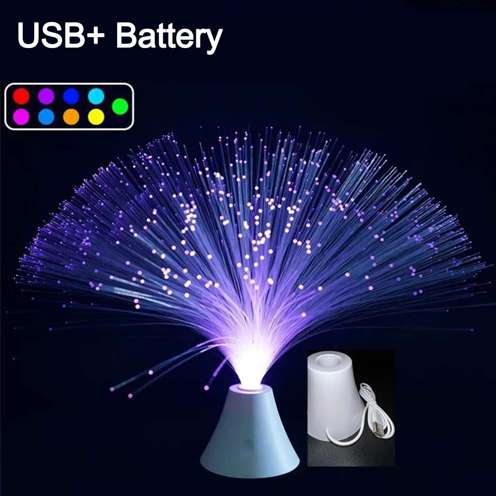 Creative Multicolor LED Fiber Optic Light Starry Sky USB Powered Night Lamp Color-Changing Holiday Decoration Home Decor