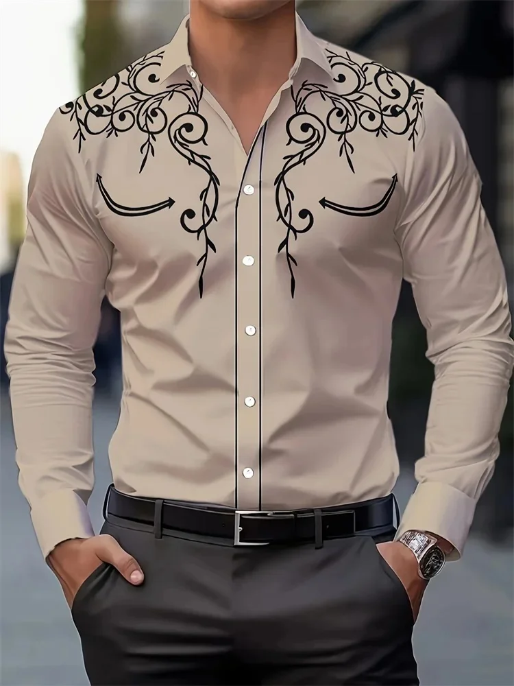 Camisa de manga larga con solapa a la moda para hombre, camisa sencilla informal para baile callejero, talla europea 6XL, camisa estampada con envío rápido