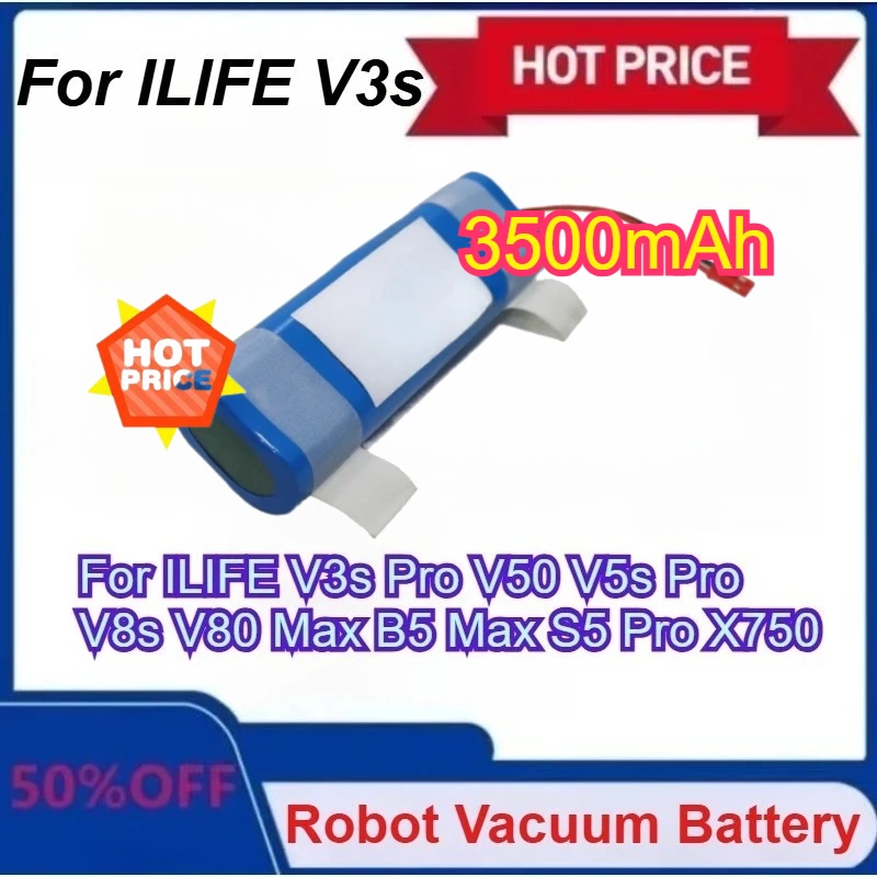 

Upgraded 14.8V 3500mAh Lithium Battery for ILIFE V3s Pro V8s V80 Pro V50 V5s Max B5 Max S5 Pro X750 Robot Vacuum Cleaner Battery