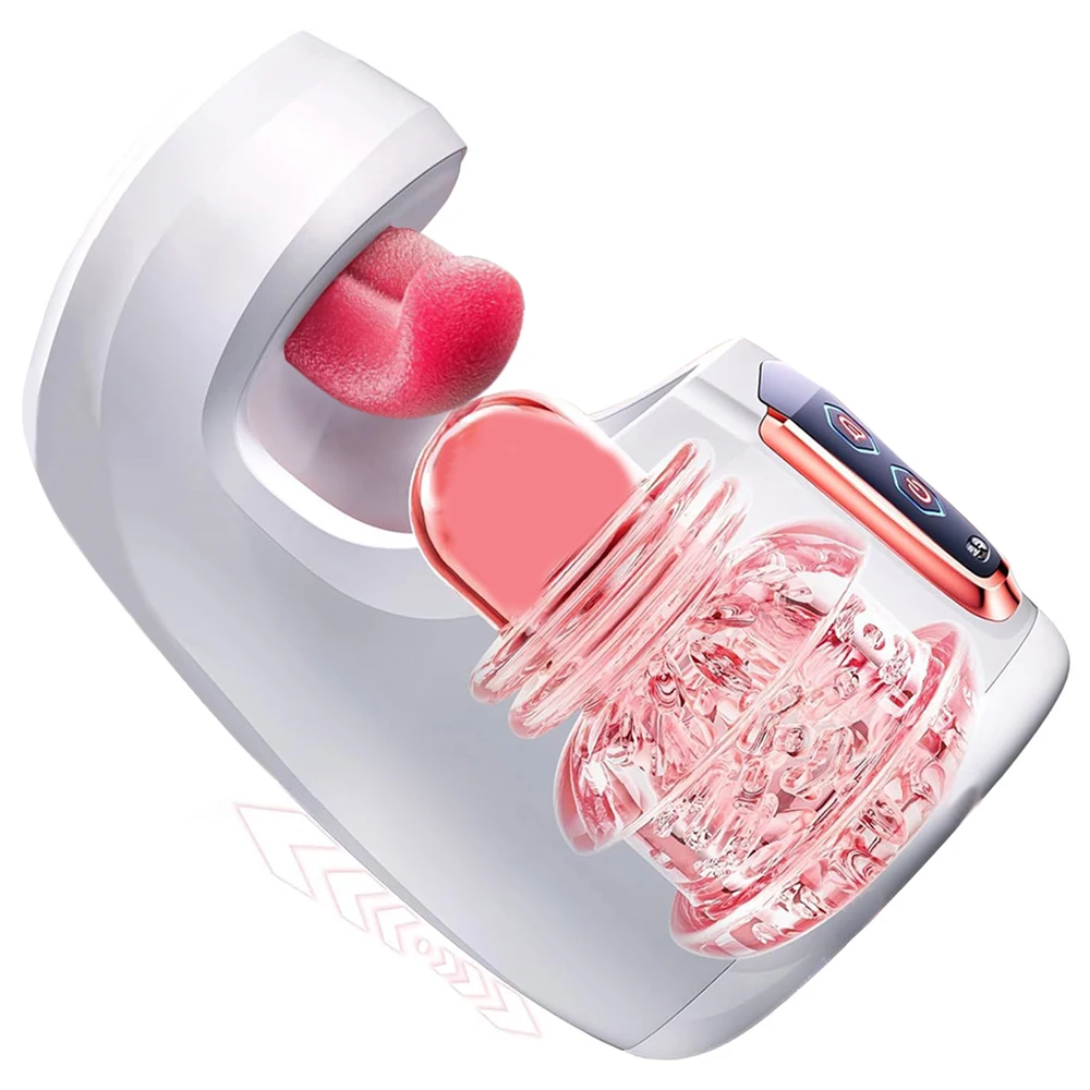 Sex Toys for Men Male Masturbator - Sex Toy with 10 Thrusting & Tongue Licking Modes Blowjob Sex Machine Stroker Penis Training