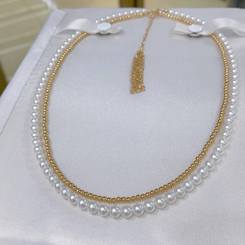 

SGARIT Double-layer Chain Authentic Pearl Necklace 14k Gold Filled Choker For Women Jewelry On Neck Pearl Accessories Party Gift