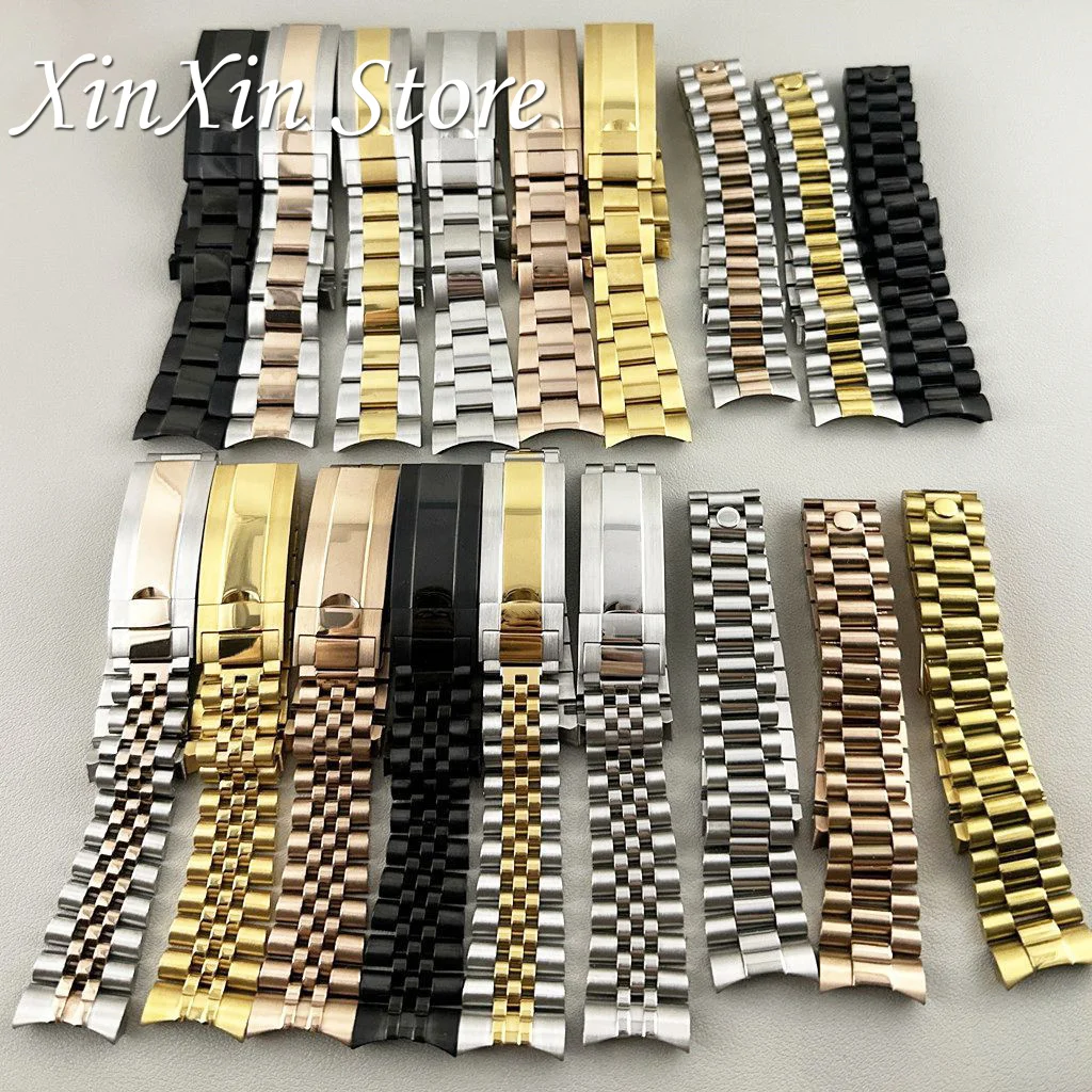NH35 Part Glide Lock Clasp 20mm Width 904L Solid Stainless Steel Strap Brushed Polished Oyster Jubilee Presidential Bracelet