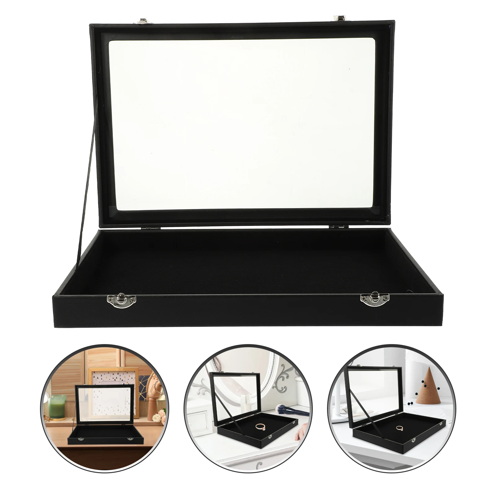 

Large Jewelry Storage Box Organizer For Women Large Capacity Necklace Ring Earrings Holder Portable Jewelry Case With Glass
