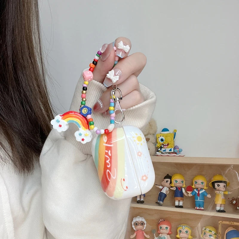 Smile Rainbow custodia carina per Apple AirPods Pro Cover con pendente per Airpods 1 2 3 generazione protezione AirPod Shell Shield