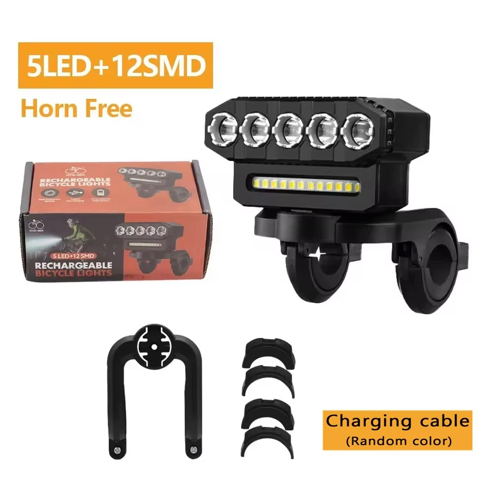 5/8 LED Fietskoplamp Fietskoplamp met 120 dB Hoorn 6 verlichtingsmodi MTB Wegfietsbel Voorlicht Eenvoudig te installeren
