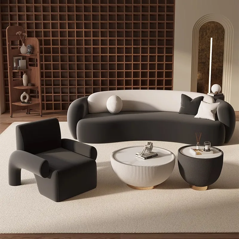 Canapé moderne Simple noir incurvé design esthétique salon canapés loisirs inhabituels relaxant Muebles meubles de Hall d'entrée