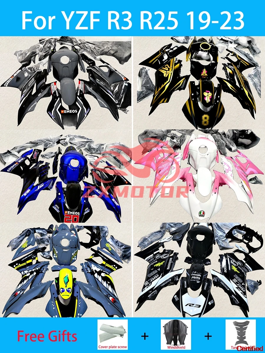 

6 Design Fairings YZF R3 R25 19 20 21 22 23 Motorcycle Fairing Set Bodywork Kit Panel for YAMAHA YZFR3 2019-2023