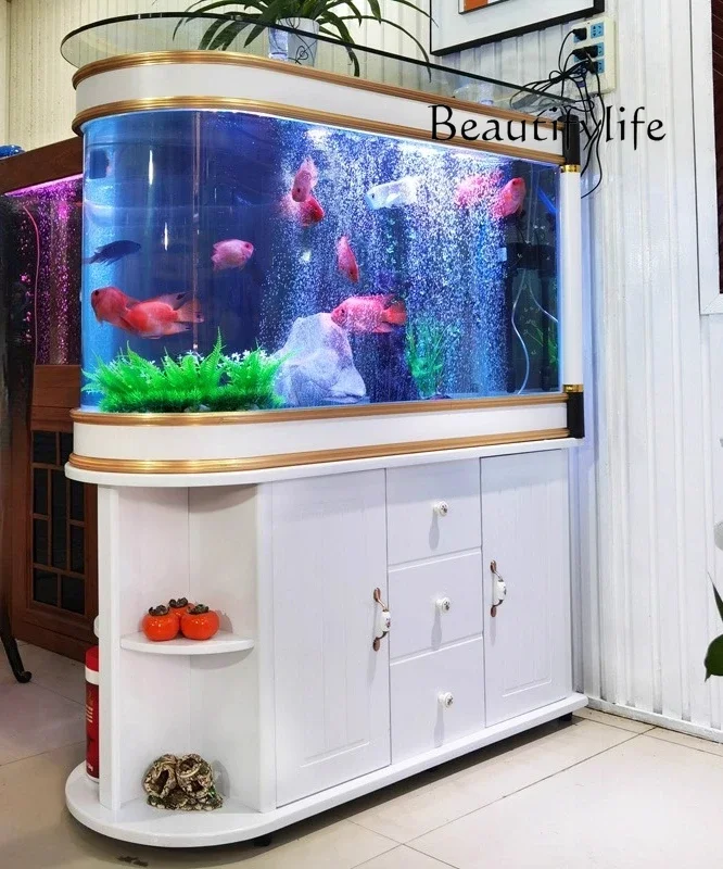 U Fish Tank Aquarium Living Room Small Household Screen Water Free Partition Shoe Cabinet Large Bottom Filter Tank