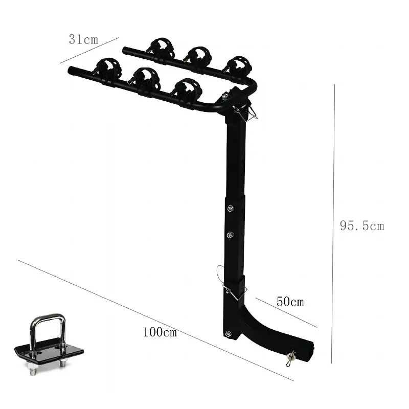3-Bicycle Rack 2-Inch Receiver Trailer Hitch Bike Carrier for Cars Trucks SUVs Vans RVs Auto Accessories