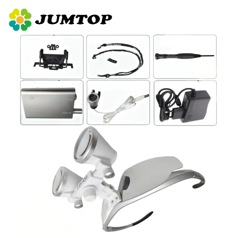 

JUMTOP 3.5X Dental Headlights Magnifying Wearable Glasses with Lamp 320mm-420mm Working Distance Dentist Tools