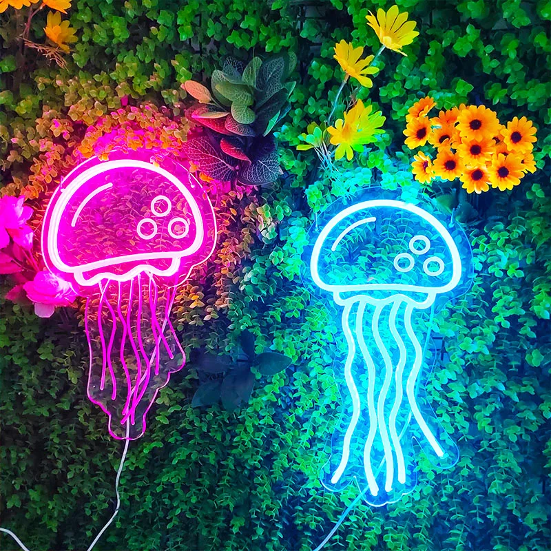 Imagem -02 - Jellyfish Neon Signs para Wall Decor Light up Festa de Casamento Personalizada Vitrine Restaurante Decoração de Parede de Aniversário