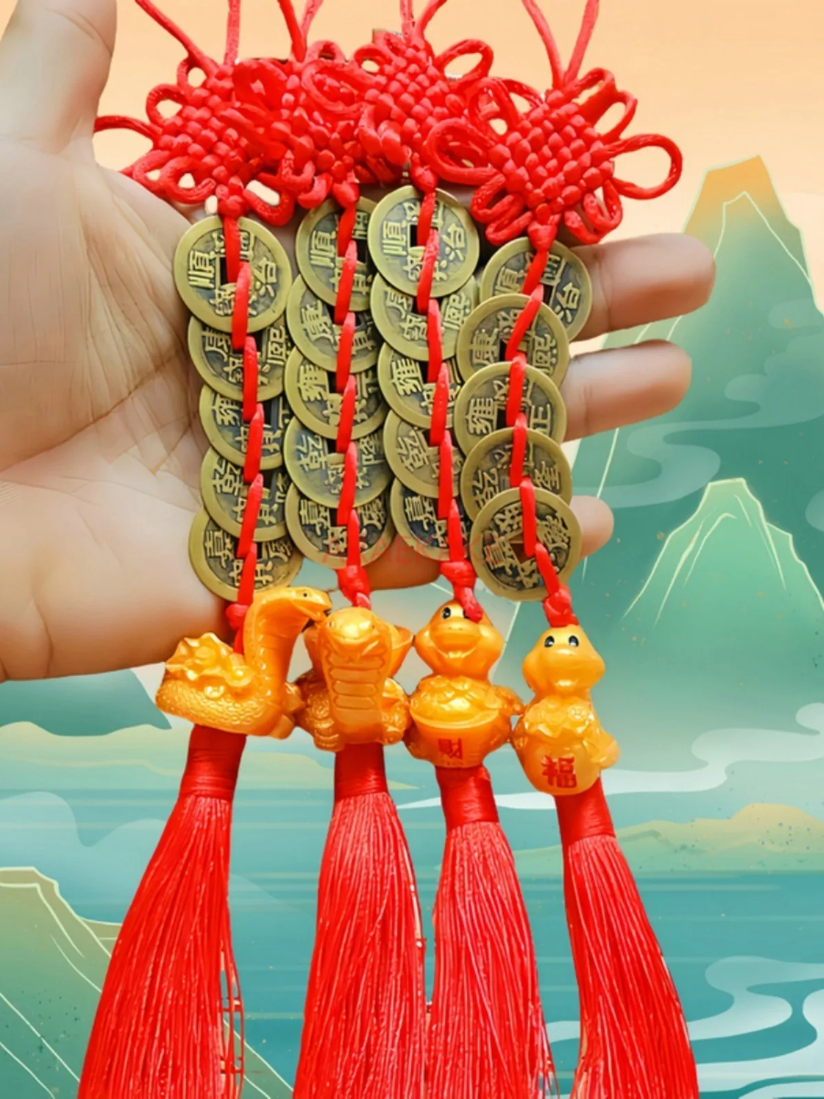 1 pz decorazioni per il capodanno cinese, ciondoli portafortuna serpente nappe rosse appese decorazione anno lunare appeso