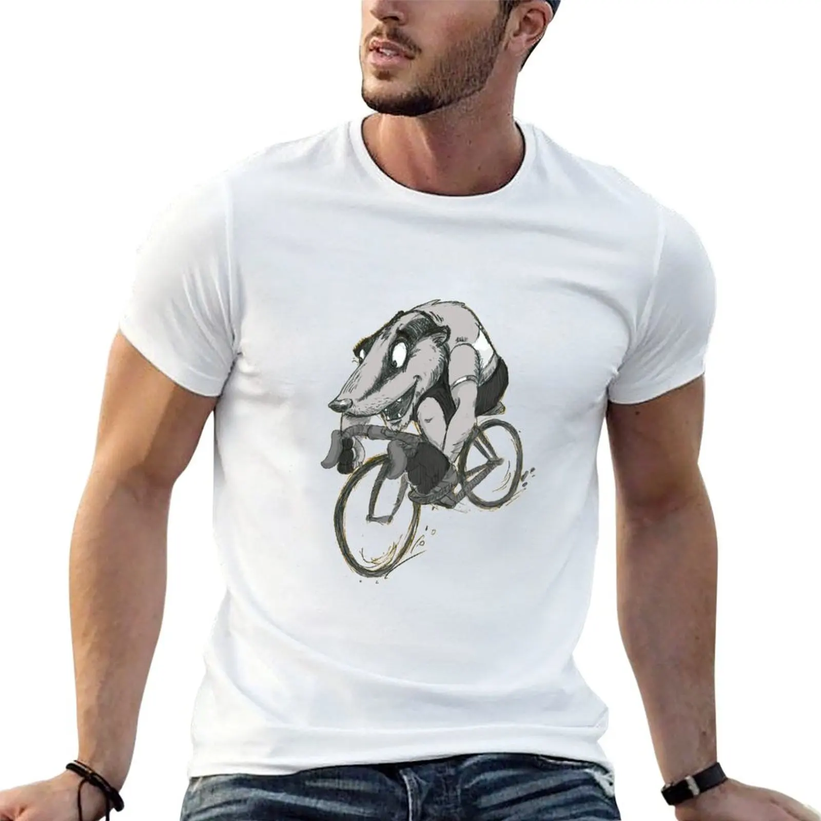 Bikin' Badger T-Shirt sports fans summer clothes mens t shirts