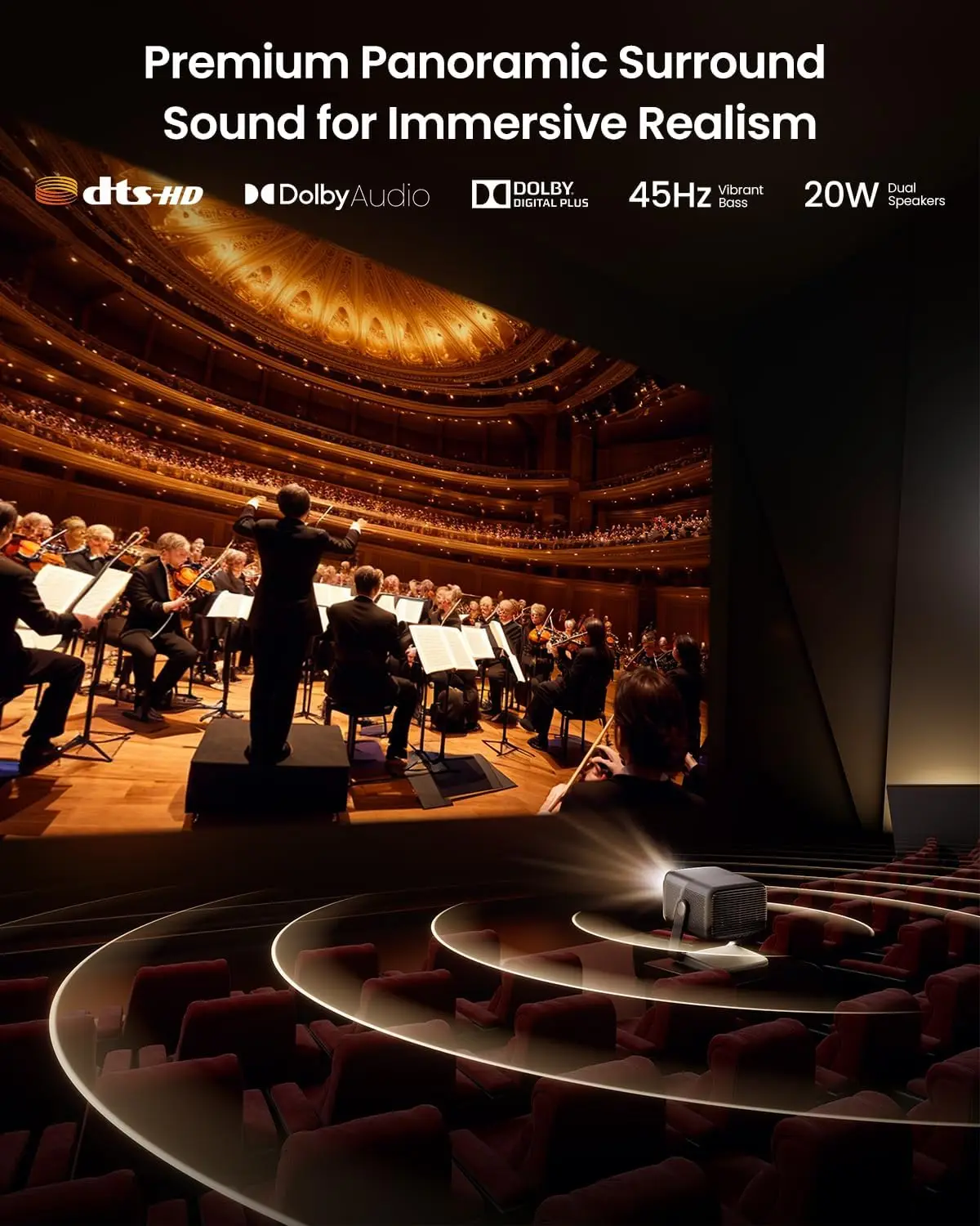 4K Projector 3300 Lumens Google TV Netflix Auto Screen Fit HDR10 3D Home Theater Dolby Digital