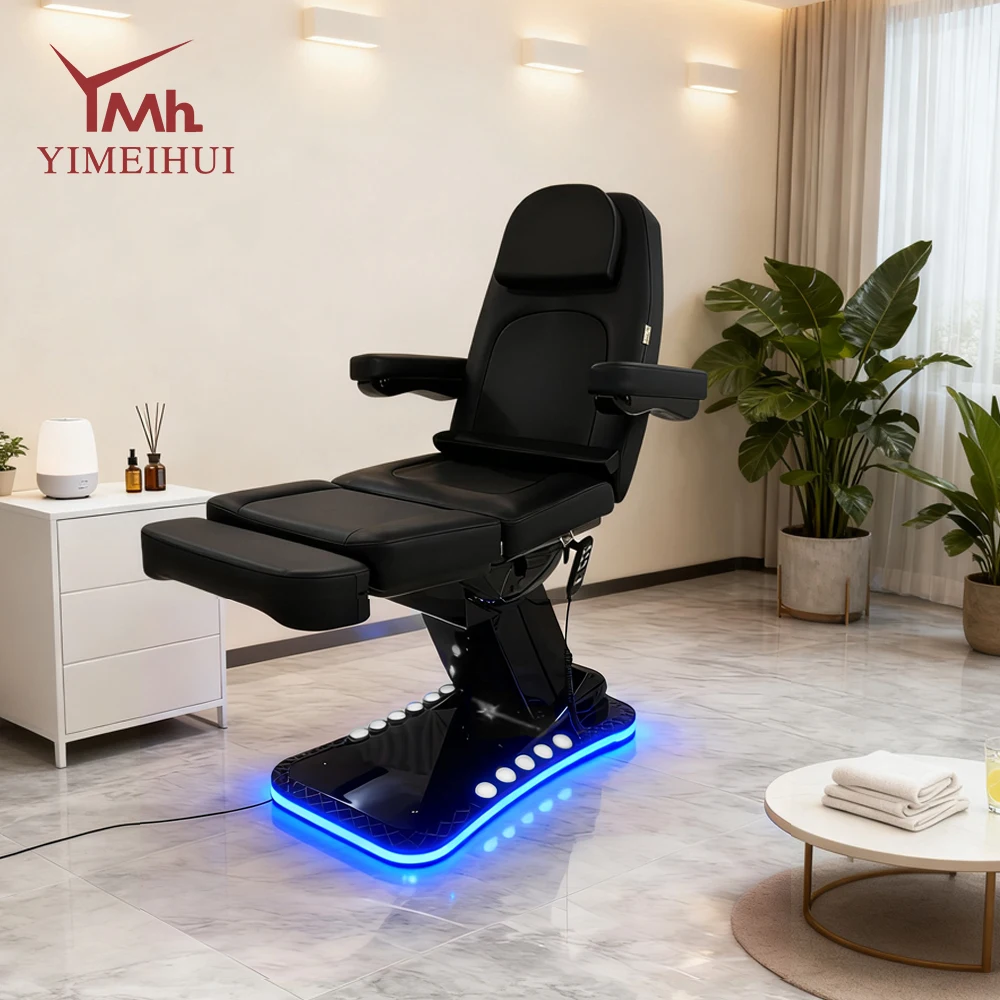 

Black Electric 3 Motor Aesthetic Reclining Examination Tattoo Chair Spa Massage Table Cosmetic Facial Beauty Bed
