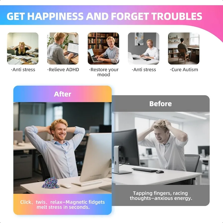 550pcs Fidget Toys for Adults TeensWeak Magnetic Balls Ferrite Putty Colorful Str Relief Sensory Toys for Autism ADHD Anxiety M