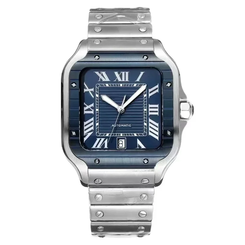 2024 جديد فاخر 42 مللي متر سلسلة سانتوس الرجال الفاخرة النبيلة موضة ساعة رائعة زوجين نموذج الفولاذ المقاوم للصدأ ساعة أوتوماتيكية