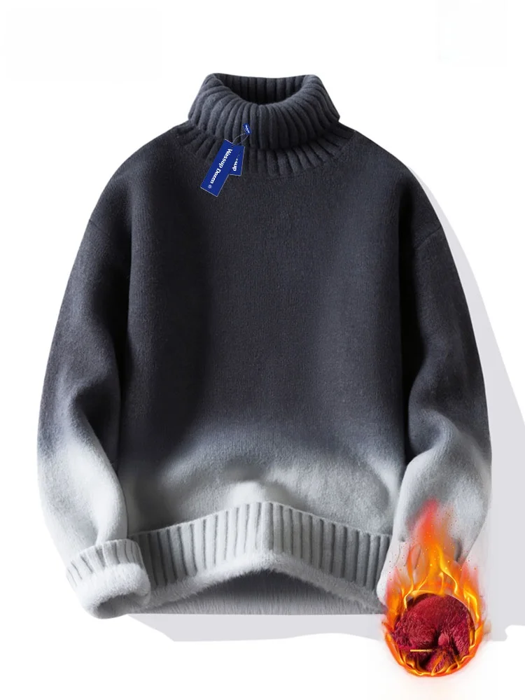 

Wassup Dozen Men's Fce Lined adient Color High Ne Knitted Sweater Comfortable Warm Casual Sle Autumn Winter Base Lay...