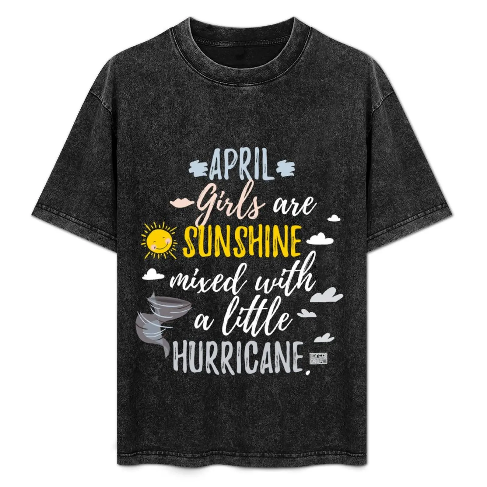 

APRIL Girls Sunshine and Hurricane Birth Month T-Shirt Basic Solid Color Casual Tee Shirt