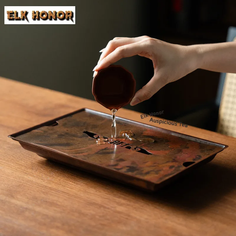 Purple Copper Store Water and Dry Brew Pot Bearing Holder Zisha Pot Support Dry Bubble Table Tea Tray Coasters Cafes Decoration