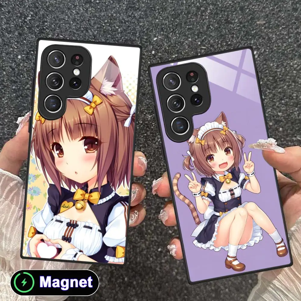 Nekopara Azuki Phone Case for Samsung Galaxy S26 S25 S24 S23 S22 S21 S20 Note20 Plus FE Ultra Glass Magnet Cover