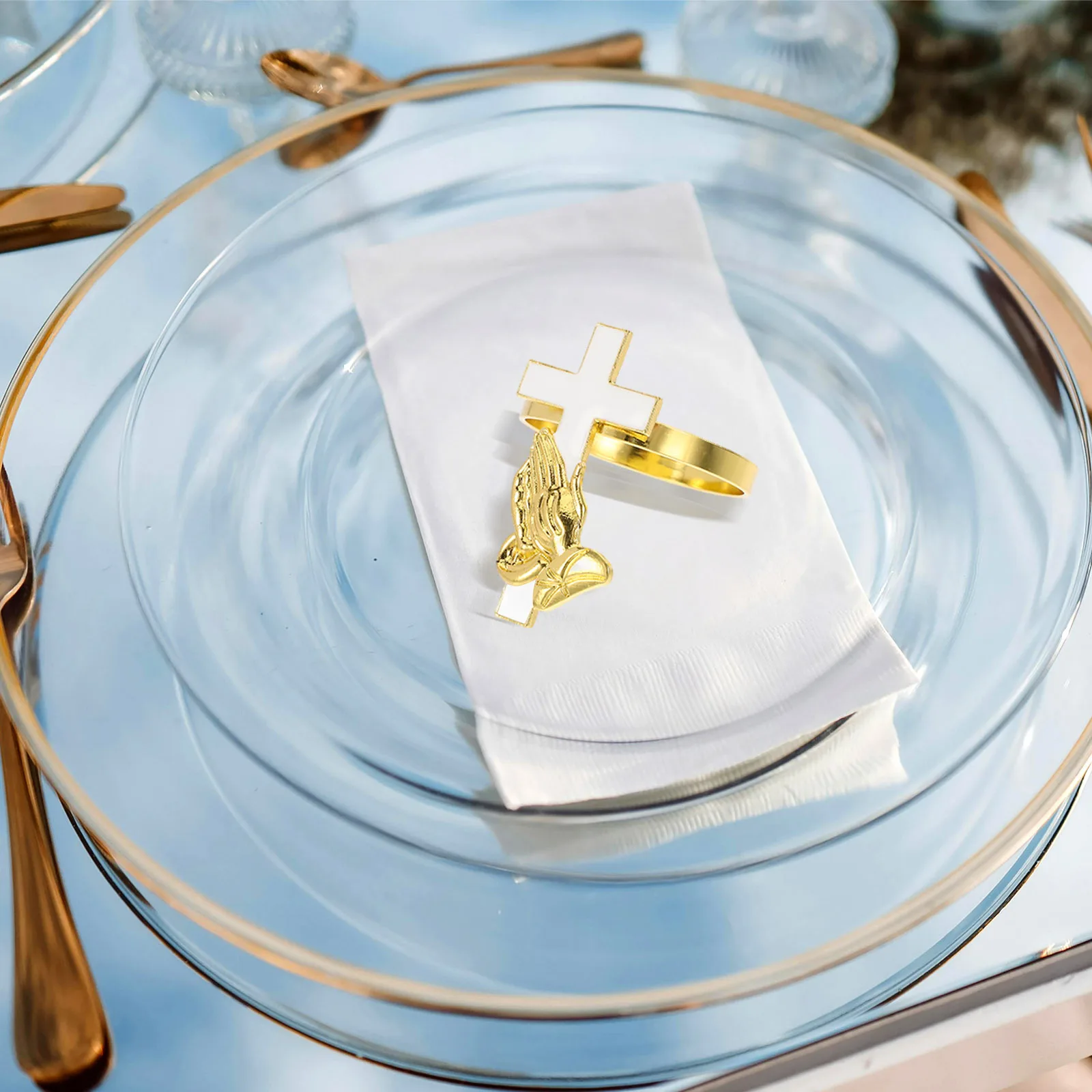 

4pcs Alloy Cross Napkin Holders Modern Table Decor For Wedding Party Napkin Holder Wedding Hotel Dining Decoration