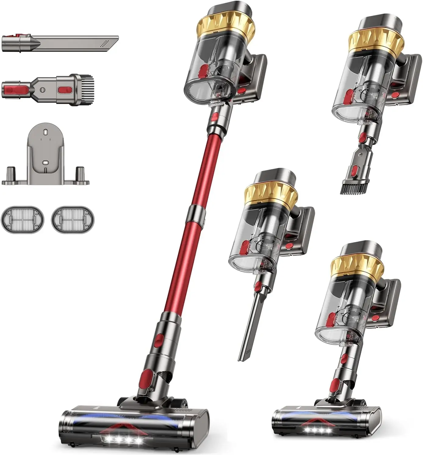 

650W 55KPA Cordless Vacuum Cleaner, 75 Min Runtime, 2L Dual Dust Cup, Anti-Tangle Brush for Hard Floors Carpet Pet Hair