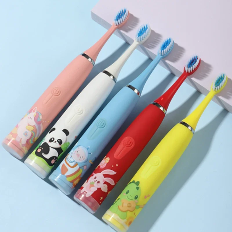Children Electric Toothbrush Cartoon Kids With Replacement Head Ultrasonic IPX7 Waterproof Rechargeable Sonic Toothbrush